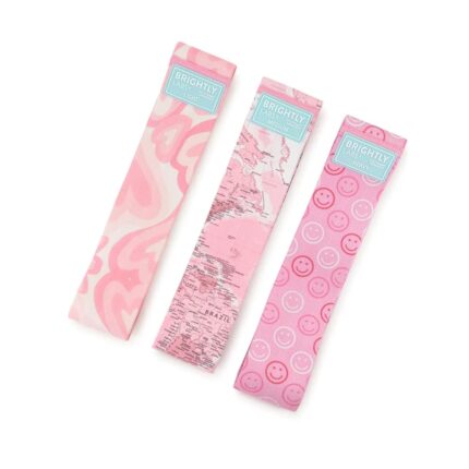 Brightly Labs Resistance Bands Fabric,Exercise Bands Non Slip Hip Elastic Bands For Hip, Legs, Butt, Glutes And Thighs Workout, Thick Wide Fitness Loop Circle Resistance Bands, Set Of 3 Pack (Pink)