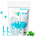 Brushee-The Evolution Of Oral Care|3-In-1 Tool (Pre-Pasted Mini-Brush + Floss + Pick)|IndividuallyWrapped|Disposable|Prepasted Travel Manual Toothbrushes|Small Adult Toothbrush,120 Pack,Blue