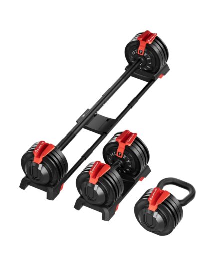Burnlab 3 in 1 multifunctional weight training kit - Dumbbells, Kettlebells & Barbells,Adjustable Weights | Perfect for Full Body Workout for Men & Women (18, Kilograms)