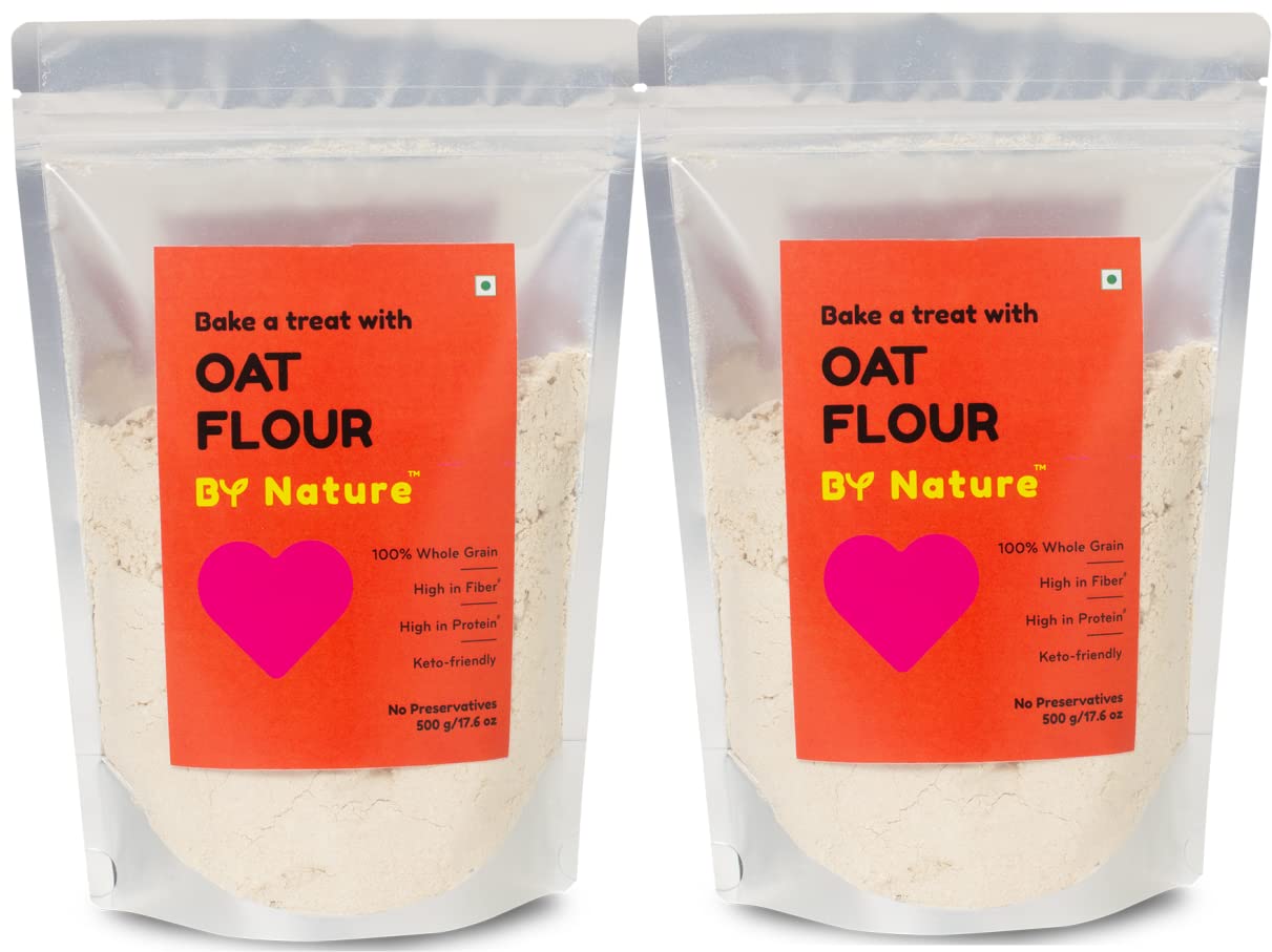By Nature Oats Flour, 1kg (500g X 2 Packs) | Healthy Oats Atta | No Wheat I No Maida | Protein Rich atta | All Natural 100% Wholegrain | Rich in Fibre | Naturally Gluten Free Oats Flour