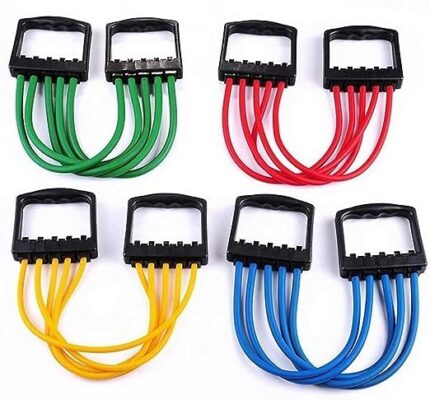 CARTSRUSHTI Natural Rubber Chest Flexor Muscle Pulling Exerciser Muscle Workout Stretcher Cheast Expander Hand Exerciser Fitness Tool (Multicolor)