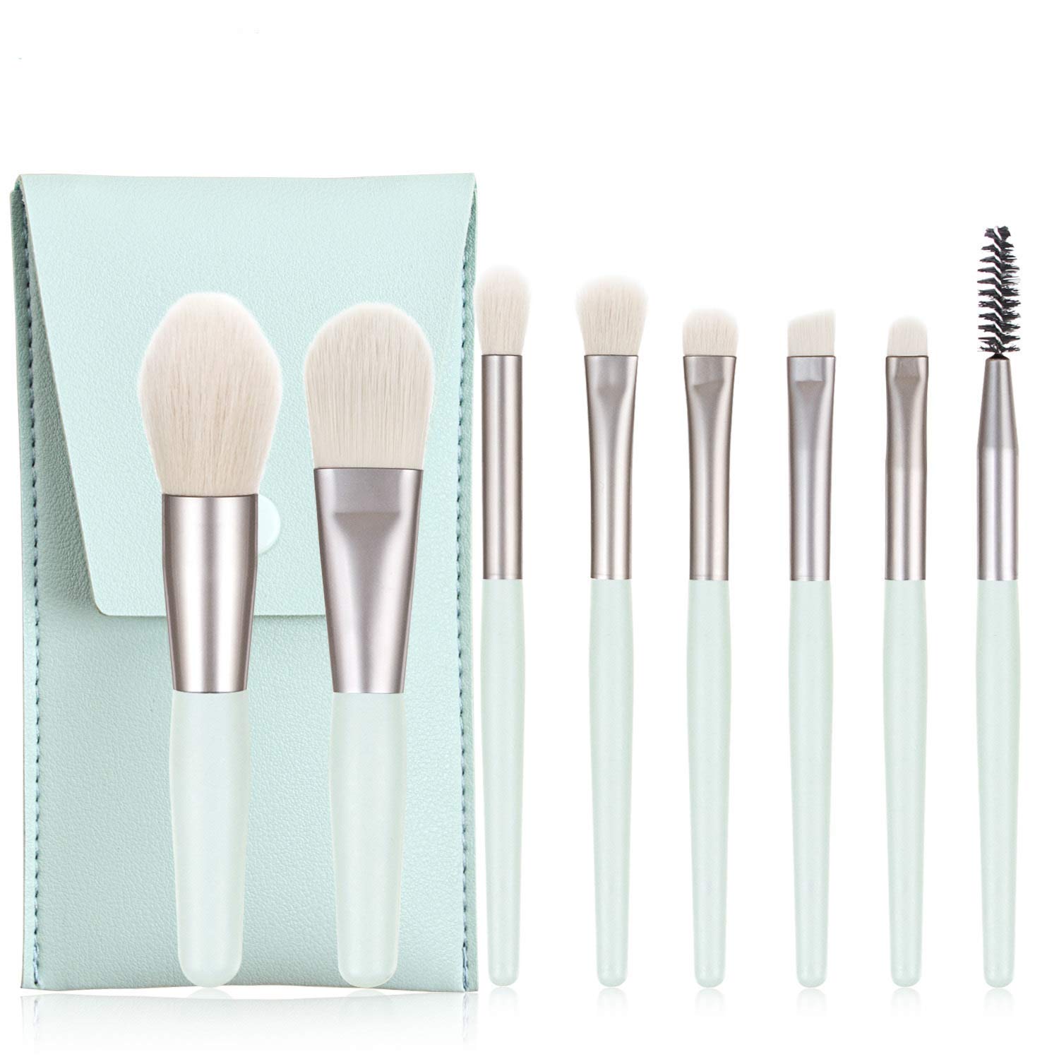CLUBBEAUTY Makeup Brushes with Bag, 8PCS Professional Makeup Brush Set, Travel Size Cosmetic Brushes Kit for Face Foundation Blush Eye Shadow, Wooden Handle Synthetic Bristle