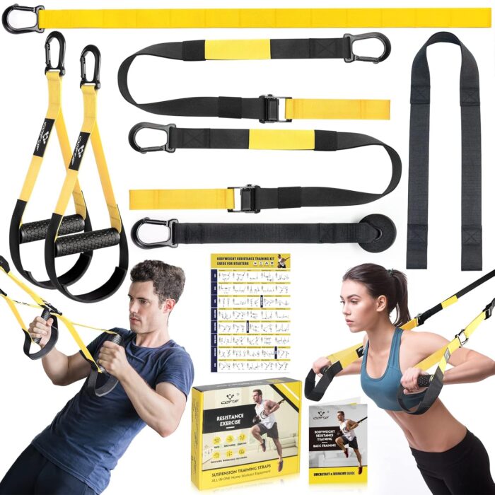 COFOF Sling Trainer for Full Body Workout, Home Gym with Large Handle Door Anchor Attachment, Carry Bag, Exercise Instructions