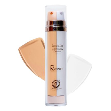 COLORS QUEEN Revitalift 2 In 1 High Definition Double Action Water Proof Matte Lotion Foundation With Primer,Full Coverage For All Skin Types(04 - Beige), 1 Count