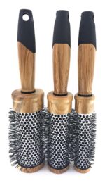 COSLUXE Professional Round Brush Set for Blow Drying Curling,Round Hair Brush Set for Woman Curly and Straight Salon Hair Styling, (Wooden, 25mm+32mm+45mm -3pcs)
