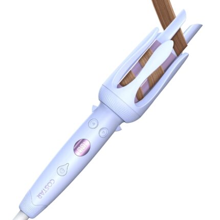 COSTAR Auto Hair Curler, Automatic Curling Iron with 10 Temperature, 15S Fast Hair Curler, Automatic Shut-Off, Anti-Scald, Anti-Tangle Rotating Curling Wand for Hair Styling (Purple)