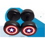 Captain America Rubber Dumbbells Set (5 kg X 2 = 10 Kg) Set of 2 Fixed Round Dumbells for Gym Home workout Exercise & Fitness Heavy Duty Solid Handle