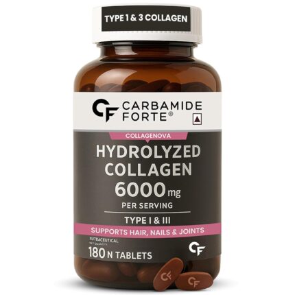 Carbamide Forte Collagen Supplements for Women & Men | Hydrolyzed Collagen Tablets with Type 1 & 3 Supplements for Skin & Hair with Hydrolyzed - 180 Tablets