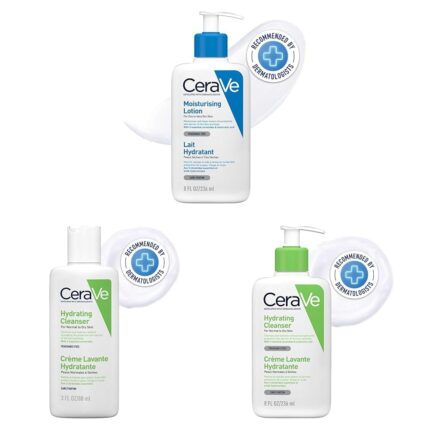 CeraVe Moisturizing Lotion (Oil-free), 236ml & Hydrating Cleanser (With HA), 88ml & Cleanser (Fragrance-free), 236ml | For Sensitive Skin