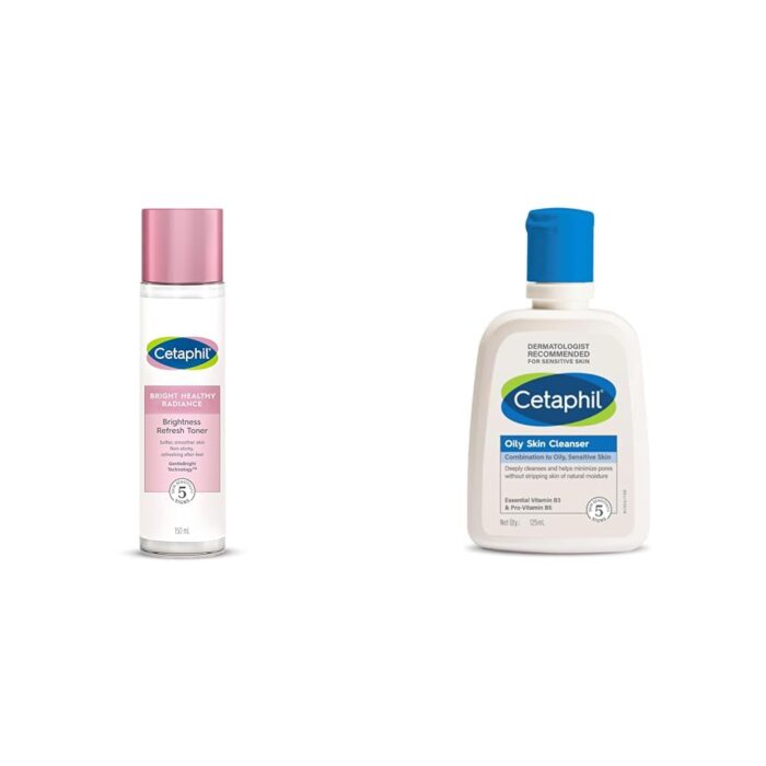 Cetaphil Bright Healthy Niacinamide Vitamin B3 Sea Daffodil Extract Radiance Refresh Toner Cream White Pack of 150 ml Oily Skin Cleanser Daily For Oily Acne Prone Skin Gentle Foaming 125Ml