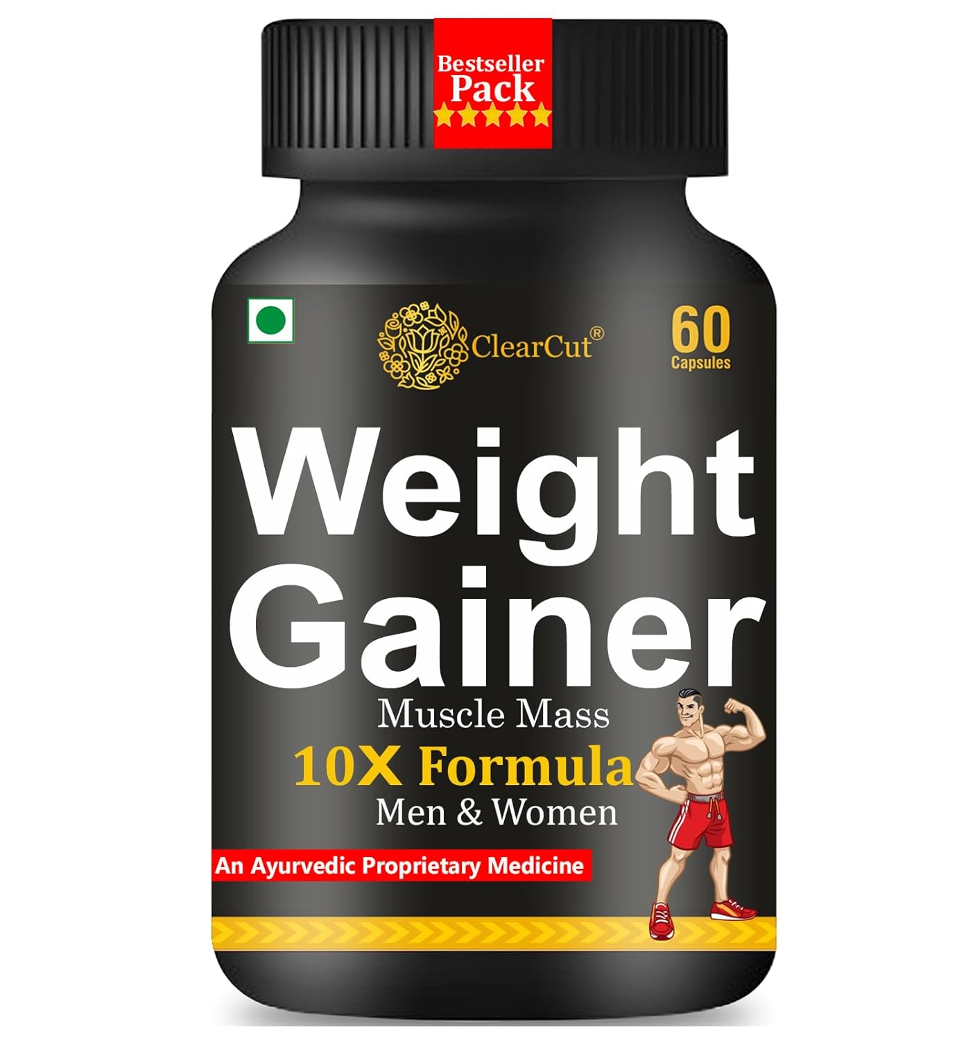 ClearCut Fast Weight Gainer & Double muscle mass Ayurvedic Capsule 60