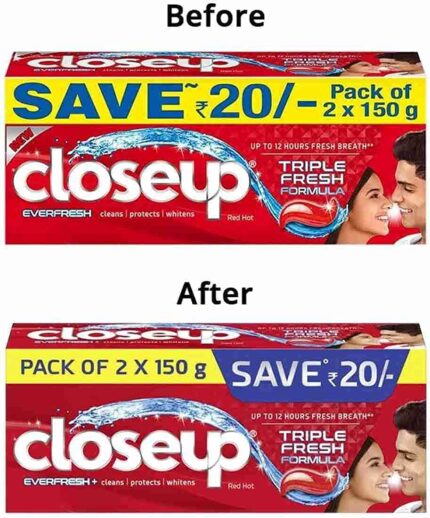 Closeup Everfresh+ Anti-Germ Gel Toothpaste Red Hot, Save Rs. 20, 2x150 g