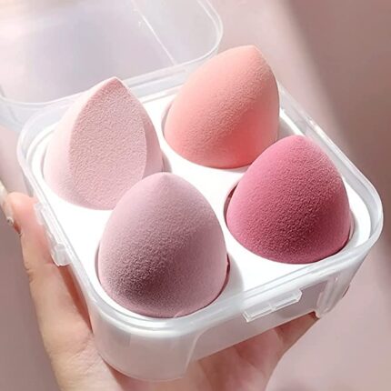ClubBeauty 4pcs Makeup Blender Cosmetic Puff Makeup Sponge with Storage Box Foundation Powder Sponge Beauty Tools Women Make Up Accessories