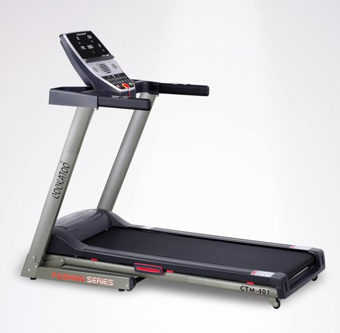 Cockatoo CTM401 Auto Incline (12%) 2 HP - 5 HP Peak DC Motorised Treadmill for Home with AI Cushioning Technology, Max User Weight 130 Kg, Max Speed 1-16 Km/Hr(Free Installation Assistance)