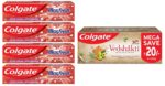 Colgate Max Fresh Bad Breath Treatment Toothpaste, Red Gel Paste, 600g, 150g X 4 Spicy Fresh & Swarna Vedshakti Ayurvedic Cavity Protection Toothpaste - 400gm