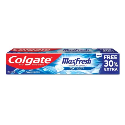 Colgate MaxFresh Toothpaste, Blue Gel Paste with Menthol for Super Fresh Breath, 70g +11g (Peppermint Ice)