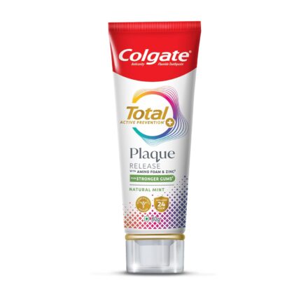 Colgate Total Plaque Release Toothpaste, 3X More Effective at Fighting Plaque, Reduces Gum Problems, Antibacterial Tooth Paste, Fresh Breath, 80g