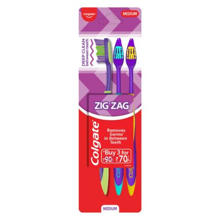 Colgate Zigzag Manual Toothbrush - Medium (Buy 2 Get 1,Black)