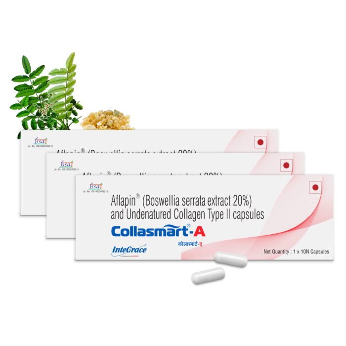 Collasmart-A UC-II Undenatured Type 2 Collagen with Plant Extract - Aflapin (Boswellia Serrata)|30 Mini Capsules (Pack of 3) | 20mg Advanced Health Supplement for Men and Women, 20 grams