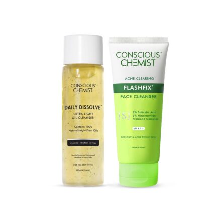 Conscious Chemist Deep Pore Cleansing Kit | 230ml | Oil Cleanser for Face, Salicylic Acid Face Wash, Face Wash for Women & Men with Oily and Acne Prone Skin for Glowing & Radiant Skin (Pack of 2)