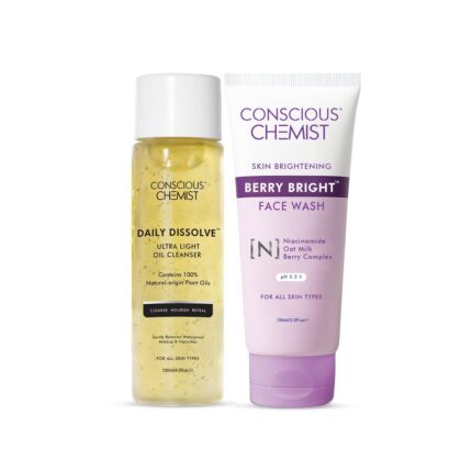 Conscious Chemist® Brightening Double Cleansing Kit | 230ml | Oil Cleanser for Face, Niacinamide Face Wash, Pore Refining Cleanser for Women & Men with Natural Oils, All Skin Types (Pack of 2)