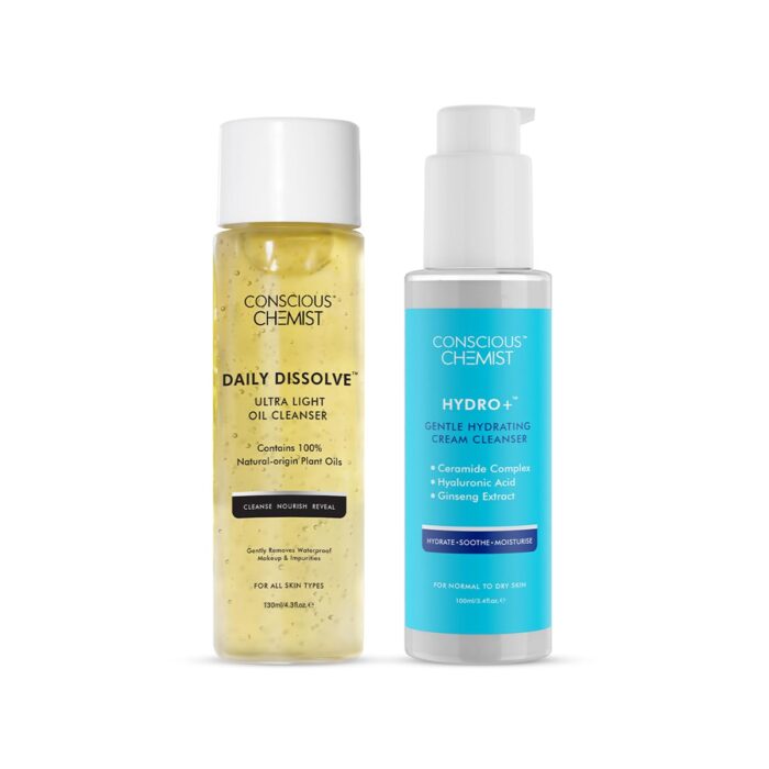 Conscious Chemist® Energizing Double Cleansing Kit | 230ml | Oil Cleanser for Face, Face Wash for Dry Skin for Women & Men, Cleanser with Natural Oils, Treats Dull & Dehydrated Skin (Pack of 2)