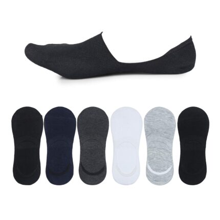 Costafrey®️ Anti-Slip Unisex Cotton Invisible No show Cotton Loafer Socks with anti slip silicon grip (Multi-colour Pack of 6)