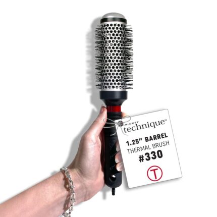 Cricket Technique #330 1.25” Thermal Hair Brush Seamless Barrel Styling Hairbrush Anti-Static Tourmaline Ionic Bristle for Blow Drying Curling All Hair Types