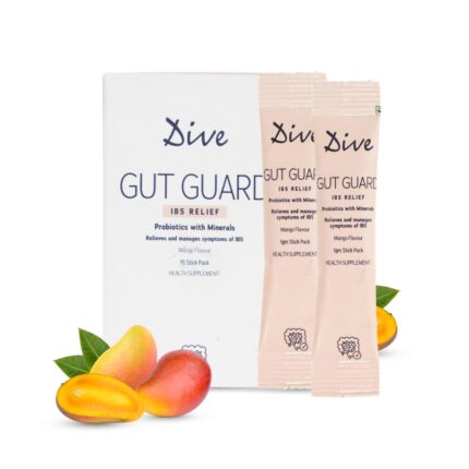 DIVE Gut Guard IBS Relief Probiotics, Constipation & Irritable Bowel Syndrome, Prevent Loose Stools, Diarrhoea, Upset Stomach, 7 billion CFU Clinically Proven Strains| Sugar Free 30 Days Pack