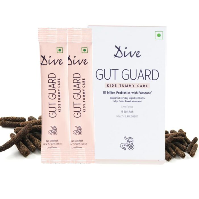 DIVE Gut Guard Kids Tummy Care -Pre & Probiotic | Boost Your Child's Gut Health| Reduce Indigestion | Strengthens Immunity |10 Billion CFU Clinically Proven Strains|30 Days Pack