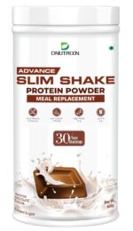 DNUTRIXN Advance Slim Shake (Delicious Chocolate Flavour) 30 Days Challenge |Meal Replacement for Weight Loss & Weight Management (500GM)