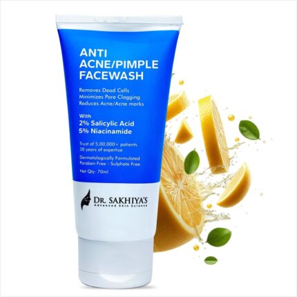 DR. SAKHIYA'S Salicylic Acid 2% & Niacinamide 5% Face Wash - 70ml | Anti Acne & Pimple Cleanser for Oily, Acne-Prone Skin | Paraben-Free, Fragrance-Free | Deep Pore Cleansing | Dermatologist Approved