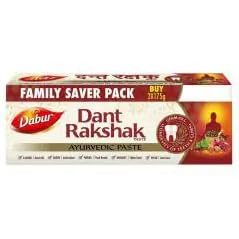 Dabur Dant Rakshak Ayurvedic Paste - 350g (175g x2) | Family Saver Pack | 32 Ayurvedic Herbs | Germ Kill | Longevity of Teeth & Gums | No Added Flourides & Parabens