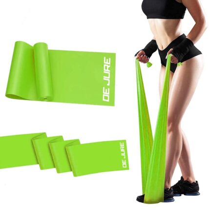 De Jure Fitness 5-Inch Natural Rubber Resistance Band for Exercise, Yoga, Pilates, Physical Therapy, Home Workout – Thera Loop Tech Band for Stretching, Strength Training & Rehab – 1.5m - Green