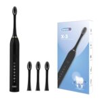 Dento-B Adult X-3 Sonic Electric Toothbrush With 3 Brush Heads 6 Brushing Modes 42000 Vibrations Per Minute 2 Hours Charging Lasts Upto 60 Days Ipx7 Waterproof Head 1 Year Warranty Multicolor (Black)
