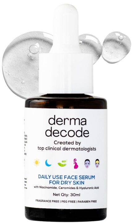 Derma Decode 10% Niacinamide Face Serum for Dry Skin, Open Pores Serum, Hydrating, Texture Improvement, Pore Minimizing with Ceramides, Hyaluronic Acid and Vitamin B3, Barrier Repair Treatment 30ml