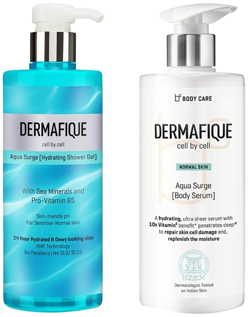 Dermafique Aqua Surge Body Wash Shower Gel 500ml Bodywash Aqua Surge Body Serum with Shea Butter 300ml Body Lotion