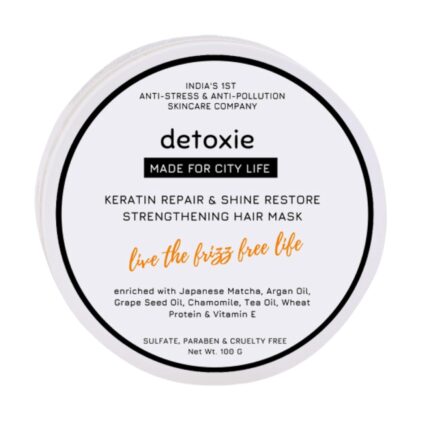 Detoxie Absolute Keratin Repair Hair Mask | For Dry & Dehydrated Hair | Nourishing & Hydrating | Controls Frizz | Improves Hair Health & Shine | Hair Spa for Women & Men | Grapeseed, Argan & Almond Oil | Soft Texture | All Hair Types | 100g