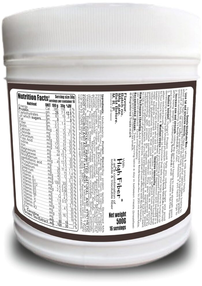 Develo Men's Only Formula for Weight Management, High Protein Slim Shake – 500 g Chocolate