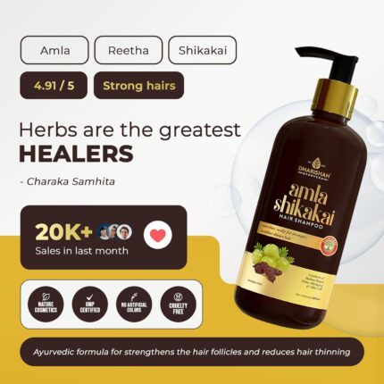 Dharishah Ayurveda Amla Reetha Shikakai Shampoo for Hair Growth Ayurvedic Anti Hairfall & Anti Dandruff Shampoo,300ml