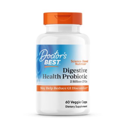Doctor's Best Digestive Health Probiotic 2 Billion CFU with Lactospore Veggie Caps, 60 Count
