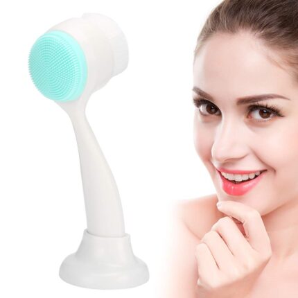 Double‑Sided Face Brush, Face Cleaning Brush Massage Skin‑Care Tool for Makeup Removal and Face Washing (15 x 4.5cm/6 x 1.8in)