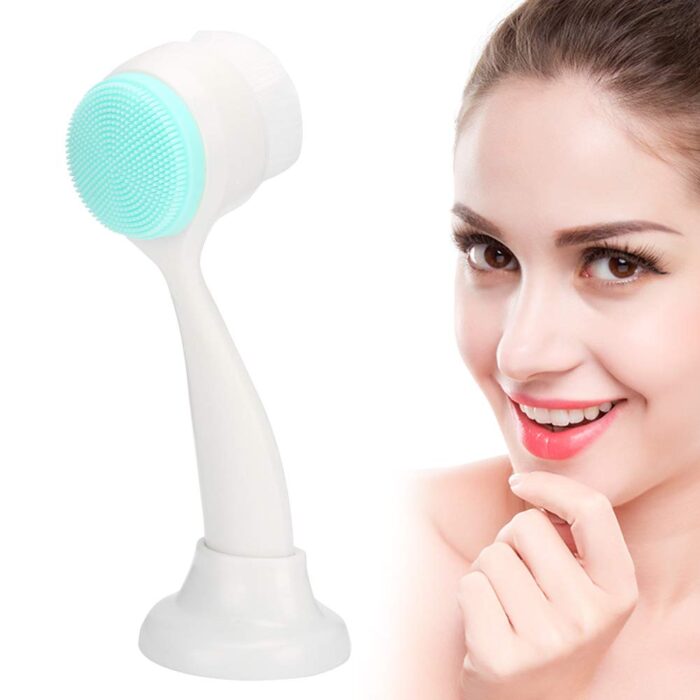 Double‑Sided Face Brush, Face Cleaning Brush Massage Skin‑Care Tool for Makeup Removal and Face Washing (15 x 4.5cm/6 x 1.8in)