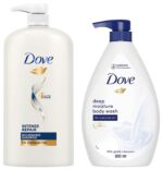 Dove Intense Repair Shampoo, 1L & Deeply Nourishing Body Wash, 800 ml