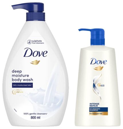 Dove Intense Repair Shampoo, 650Ml And Deeply Nourishing Body Wash, 800 Ml
