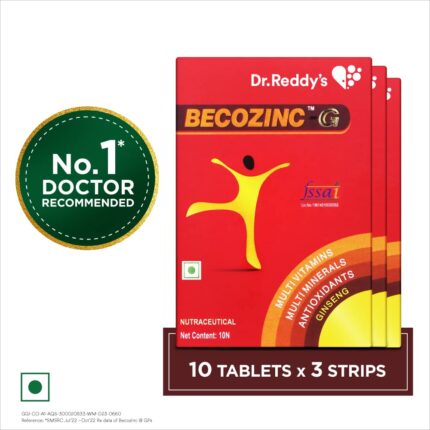 Dr. Reddy’s Becozinc G Multivitamin for Men & Women | Immunity Booster Rich in Vitamin C, Vitamin B12, Vitamin D3, Zinc & Folic Acid | (10 Tablets X 3)