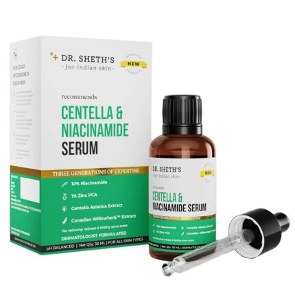 Dr. Sheth's Centella & 10% Niacinamide Face Serum| Acne Scars, Acne Marks, Redness & Skin Irritation|Lightweight & Quick-Absorbing|Fades Discoloration & Improves Skin Texture|For All Skin Types|30 Ml