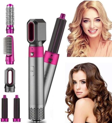 Drumstone Pro (Summer With 15 Years Warranty) 5 in 1 Hair Styler, Hot Air Brush, Airwrap Styler, Negative Ion Comb for Straightening,Curling Appliances with 5 Interchangeable Brushes_M5