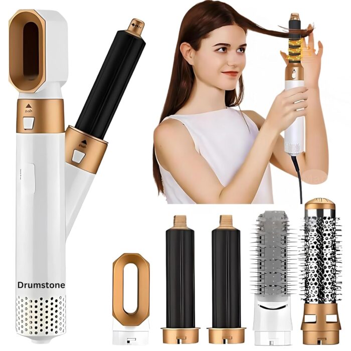 Drumstone (𝟐𝟎 𝐘𝐞𝐚𝐫 𝐖𝐚𝐫𝐫𝐚𝐧𝐭𝐲) 5-in-1 Hot Air Styler – Salon-Worthy Blowouts & Effortless Styling, 𝐒𝐚𝐥𝐨𝐧-𝐆𝐫𝐚𝐝𝐞 𝐇𝐚𝐢𝐫 𝐒𝐭𝐲𝐥𝐞𝐫