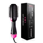 ELEGIBO One Step Hair Dryer Brush – 4-in-1 Professional Hot Air Volumizer, Straightener & Styler – 1000W Round Brush Blow Dryer for Smooth, Frizz-Free Hair – Hair Styling Tool for Women & Girls (Black)